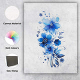 Modern Blue Floral Botanical Watercolour Arrangement Canvas Wall Art Print Decor Picture Ready to Hang