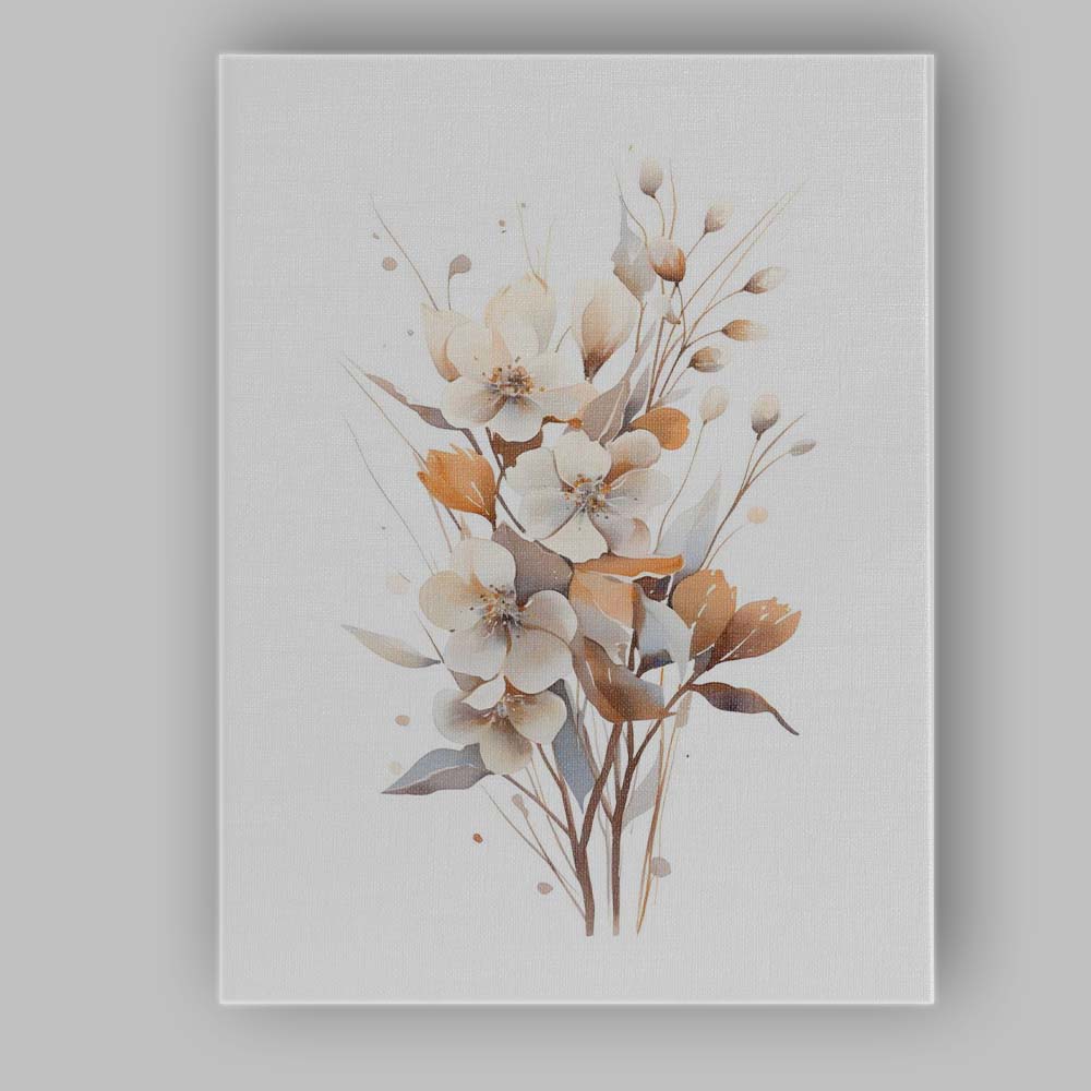 Elegant Ivory Blossom Branch Watercolour Floral Canvas Wall Art Print Decor Picture Ready to Hang