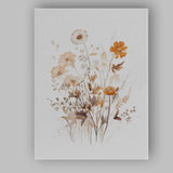 Warm Autumn Wildflower Meadow Watercolour Botanical Canvas Wall Art Print Decor Picture Ready to Hang