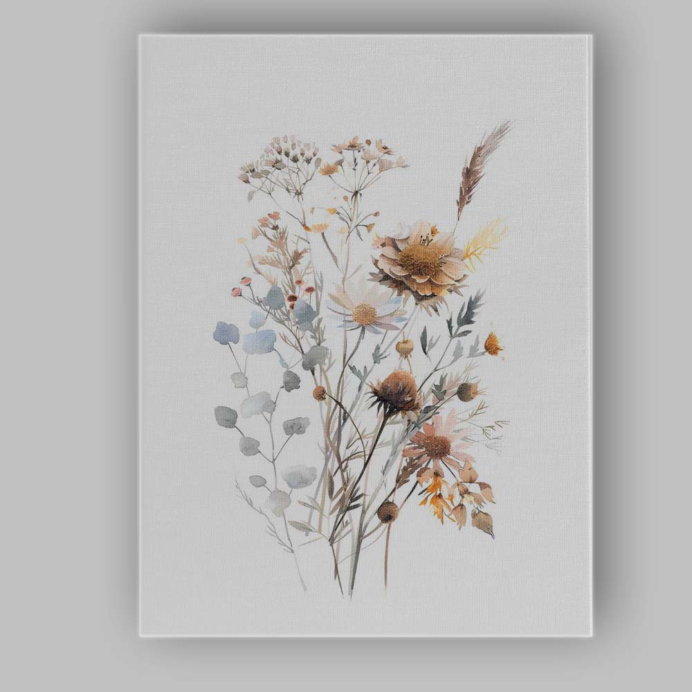Soft Blue Eucalyptus Daisy Wildflower Watercolour Botanical Bouquet Canvas Wall Art Print Decor Picture Ready to Hang