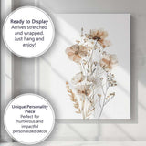 Elegant Neutral Poppy Blossom Watercolour Floral Arrangement Canvas Wall Art Print Decor Picture Ready to Hang
