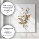 White Blossom Green Foliage Botanical Watercolour Branch Canvas Wall Art Print Decor Picture Ready to Hang