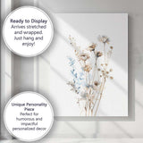 Soft Blue Poppy Wildflower Watercolour Botanical Meadow Canvas Wall Art Print Decor Picture Ready to Hang