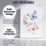 Blue and Blush Watercolour Butterfly Collection Canvas Wall Art Print Decor Picture Ready to Hang