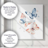 Blue and Blush Watercolour Butterfly Collection Canvas Wall Art Print Decor Picture Ready to Hang