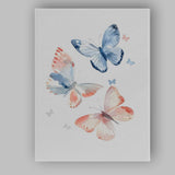 Blue and Blush Watercolour Butterfly Collection Canvas Wall Art Print Decor Picture Ready to Hang