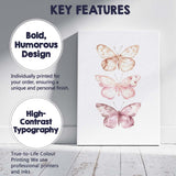 Soft Blush Pink Watercolour Butterfly Trio Canvas Wall Art Print Decor Picture Ready to Hang