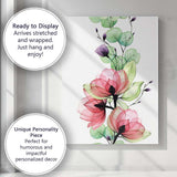 Pink Magnolia Blossom Green Eucalyptus Watercolour Botanical Canvas Wall Art Print Decor Picture Ready to Hang