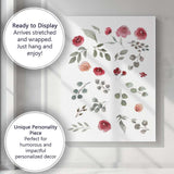 Red Rose Eucalyptus Watercolour Botanical Elements Canvas Wall Art Print Decor Picture Ready to Hang