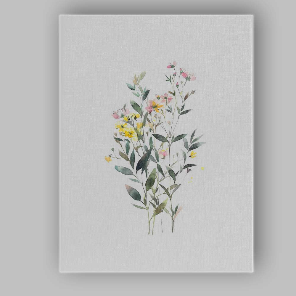 Delicate Wildflower Meadow Watercolour Botanical Bouquet Canvas Wall Art Print Decor Picture Ready to Hang