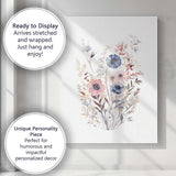 Soft Blue Pink Wildflower Meadow Watercolour Floral Arrangement Canvas Wall Art Print Decor Picture Ready to Hang