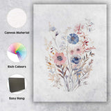 Soft Blue Pink Wildflower Meadow Watercolour Floral Arrangement Canvas Wall Art Print Decor Picture Ready to Hang