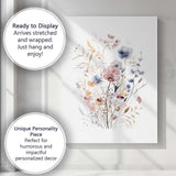 Pastel Blue Pink Wildflower Meadow Watercolour Floral Bouquet Canvas Wall Art Print Decor Picture Ready to Hang