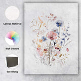 Pastel Blue Pink Wildflower Meadow Watercolour Floral Bouquet Canvas Wall Art Print Decor Picture Ready to Hang