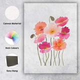 Vibrant Pink Coral Watercolour Poppy Flower Bouquet Canvas Wall Art Print Decor Picture Ready to Hang