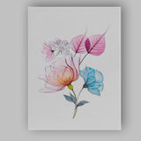 Elegant Pink Blue Floral Botanical Watercolour Composition Canvas Wall Art Print Decor Picture Ready to Hang