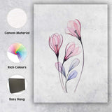 Minimalist Blush Pink Floral Stem Watercolour Botanical Canvas Wall Art Print Decor Picture Ready to Hang