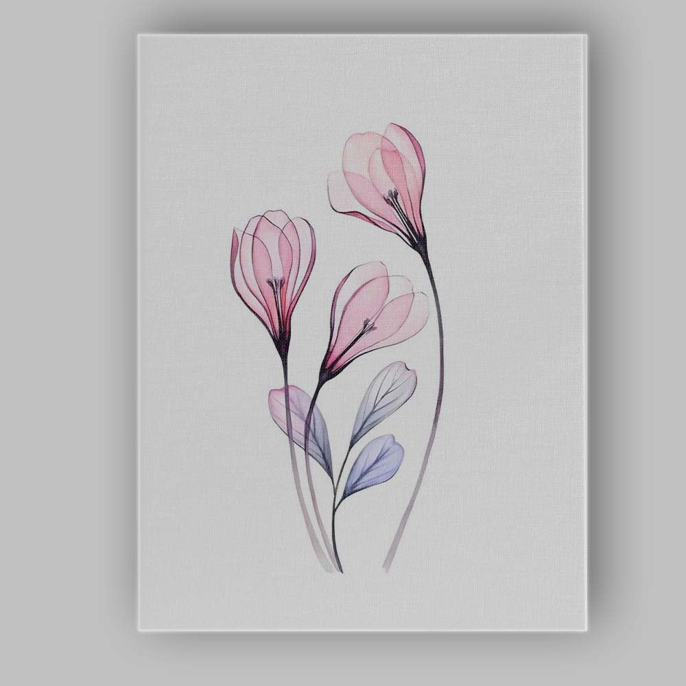 Minimalist Blush Pink Floral Stem Watercolour Botanical Canvas Wall Art Print Decor Picture Ready to Hang