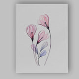 Minimalist Blush Pink Floral Stem Watercolour Botanical Canvas Wall Art Print Decor Picture Ready to Hang