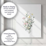 Elegant Pastel Pink Yellow Wildflower Meadow Watercolour Canvas Wall Art Print Decor Picture Ready to Hang