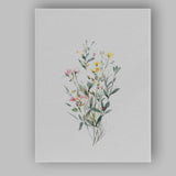 Elegant Pastel Pink Yellow Wildflower Meadow Watercolour Canvas Wall Art Print Decor Picture Ready to Hang