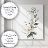 White Magnolia Blossom Botanical Watercolour Branch Canvas Wall Art Print Decor Picture Ready to Hang