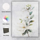 White Magnolia Blossom Botanical Watercolour Branch Canvas Wall Art Print Decor Picture Ready to Hang
