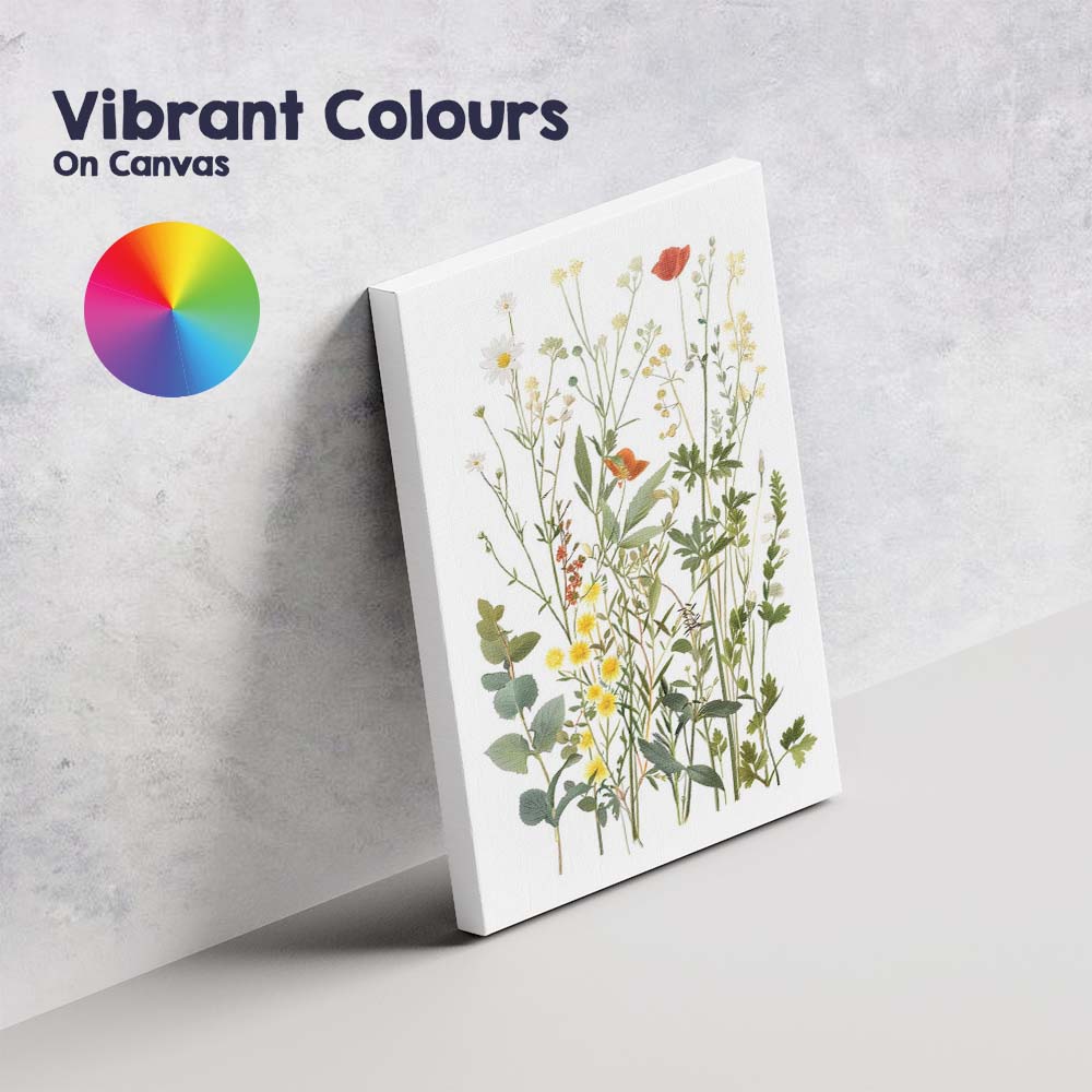 Colourful Wild Meadow Flowers Botanical Watercolour Canvas Wall Art Print Decor Picture Ready to Hang