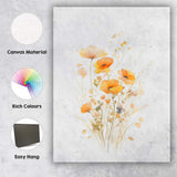 Soft Orange Wild Poppy Meadow Watercolour Floral Canvas Wall Art Print Decor Picture Ready to Hang