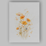 Soft Orange Wild Poppy Meadow Watercolour Floral Canvas Wall Art Print Decor Picture Ready to Hang