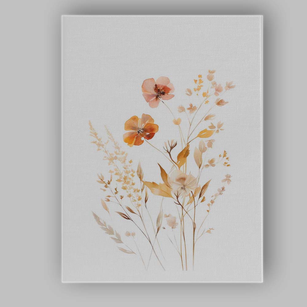 Elegant Neutral Botanical Wildflower Bouquet Watercolour Canvas Wall Art Print Decor Picture Ready to Hang
