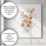 Soft Peach Wildflower Meadow Botanical Watercolour Canvas Wall Art Print Decor Picture Ready to Hang