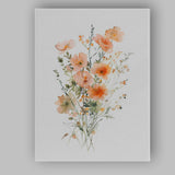 Soft Peach Wildflower Meadow Botanical Watercolour Canvas Wall Art Print Decor Picture Ready to Hang