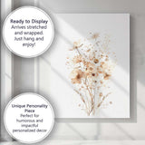 Neutral Beige Wildflower Botanical Watercolour Floral Bouquet Canvas Wall Art Print Decor Picture Ready to Hang