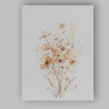 Neutral Beige Wildflower Botanical Watercolour Floral Bouquet Canvas Wall Art Print Decor Picture Ready to Hang