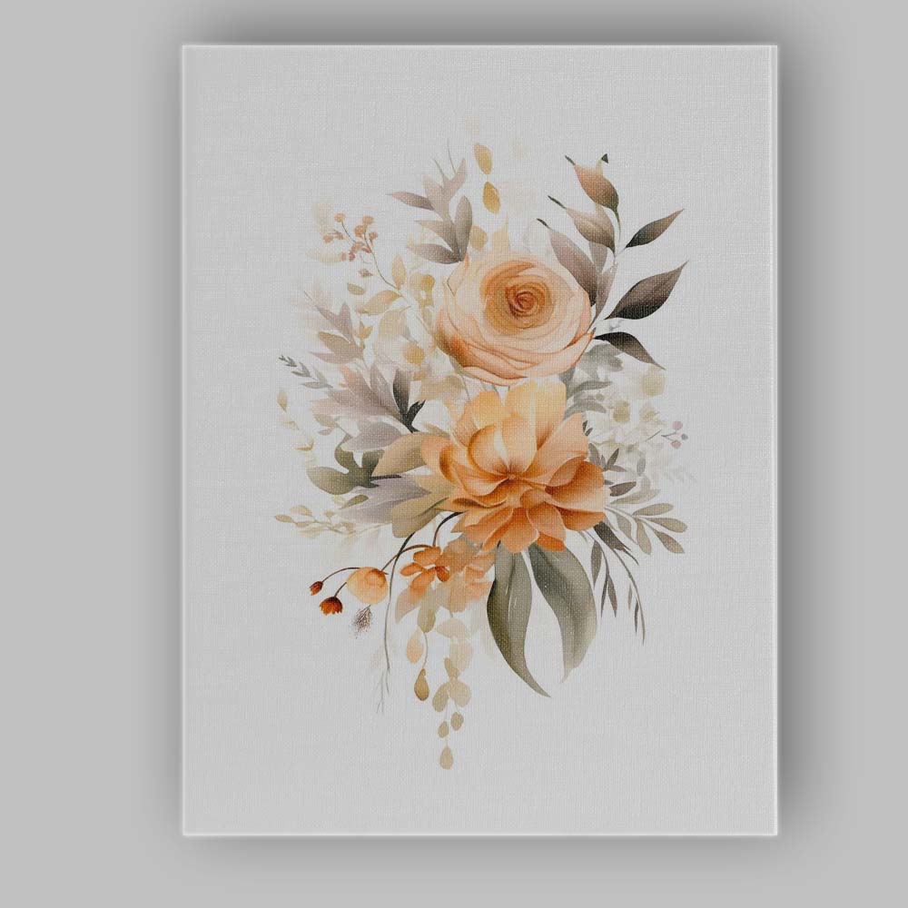 Elegant Champagne Rose Floral Botanical Watercolour Canvas Wall Art Print Decor Picture Ready to Hang