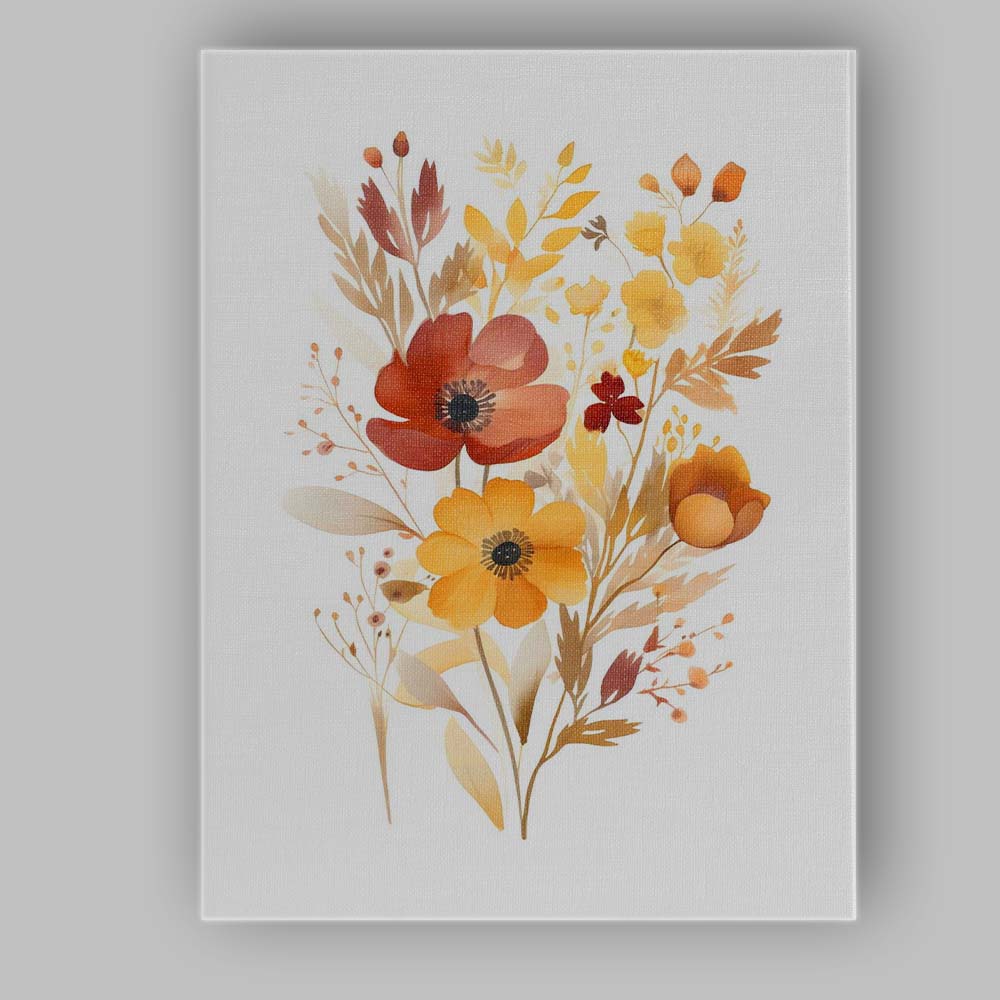 Warm Autumn Floral Botanical Watercolour Bouquet Canvas Wall Art Print Decor Picture Ready to Hang