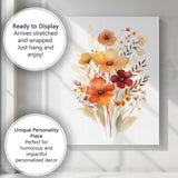 Warm Autumn Wildflower Botanical Watercolour Bouquet Canvas Wall Art Print Decor Picture Ready to Hang