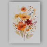 Warm Autumn Wildflower Botanical Watercolour Bouquet Canvas Wall Art Print Decor Picture Ready to Hang