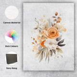 Champagne Rose White Blossom Botanical Watercolour Canvas Wall Art Print Decor Picture Ready to Hang