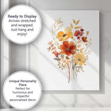 Golden Yellow Orange Wildflower Botanical Watercolour Canvas Wall Art Print Decor Picture Ready to Hang