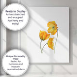 Golden Yellow California Poppy Botanical Watercolour Canvas Wall Art Print Decor Picture Ready to Hang