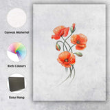 Elegant Red Poppy Botanical Watercolour Floral Canvas Wall Art Print Decor Picture Ready to Hang