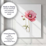 Soft Pink Poppy Botanical Watercolour Flower Canvas Wall Art Print Decor Picture Ready to Hang