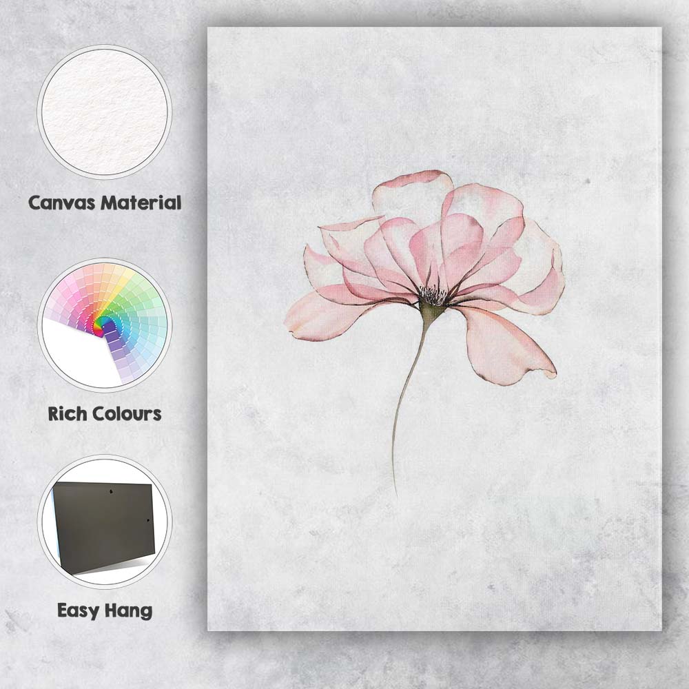 Blush Pink Magnolia Bloom Botanical Watercolour Canvas Wall Art Print Decor Picture Ready to Hang