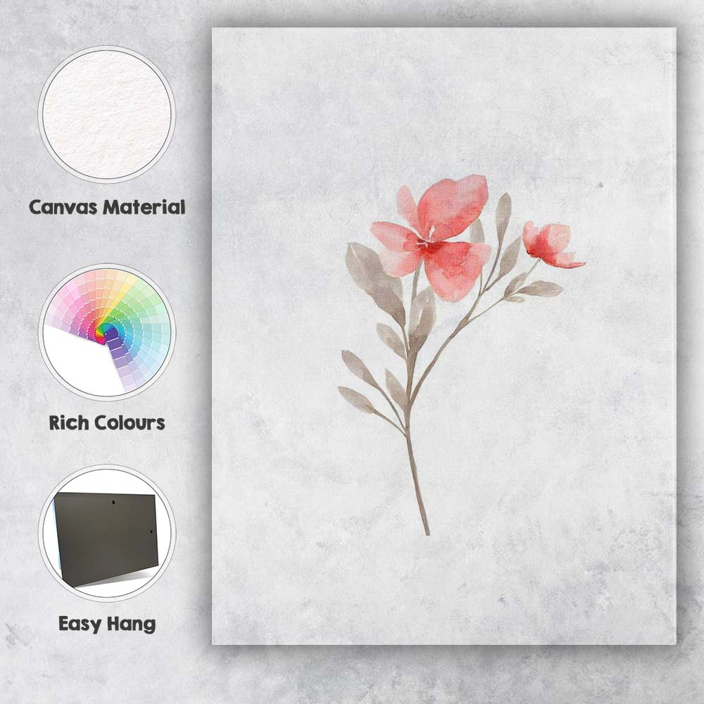 Pink Floral Branch Botanical Watercolour Canvas Wall Art Print Decor Picture Ready to Hang