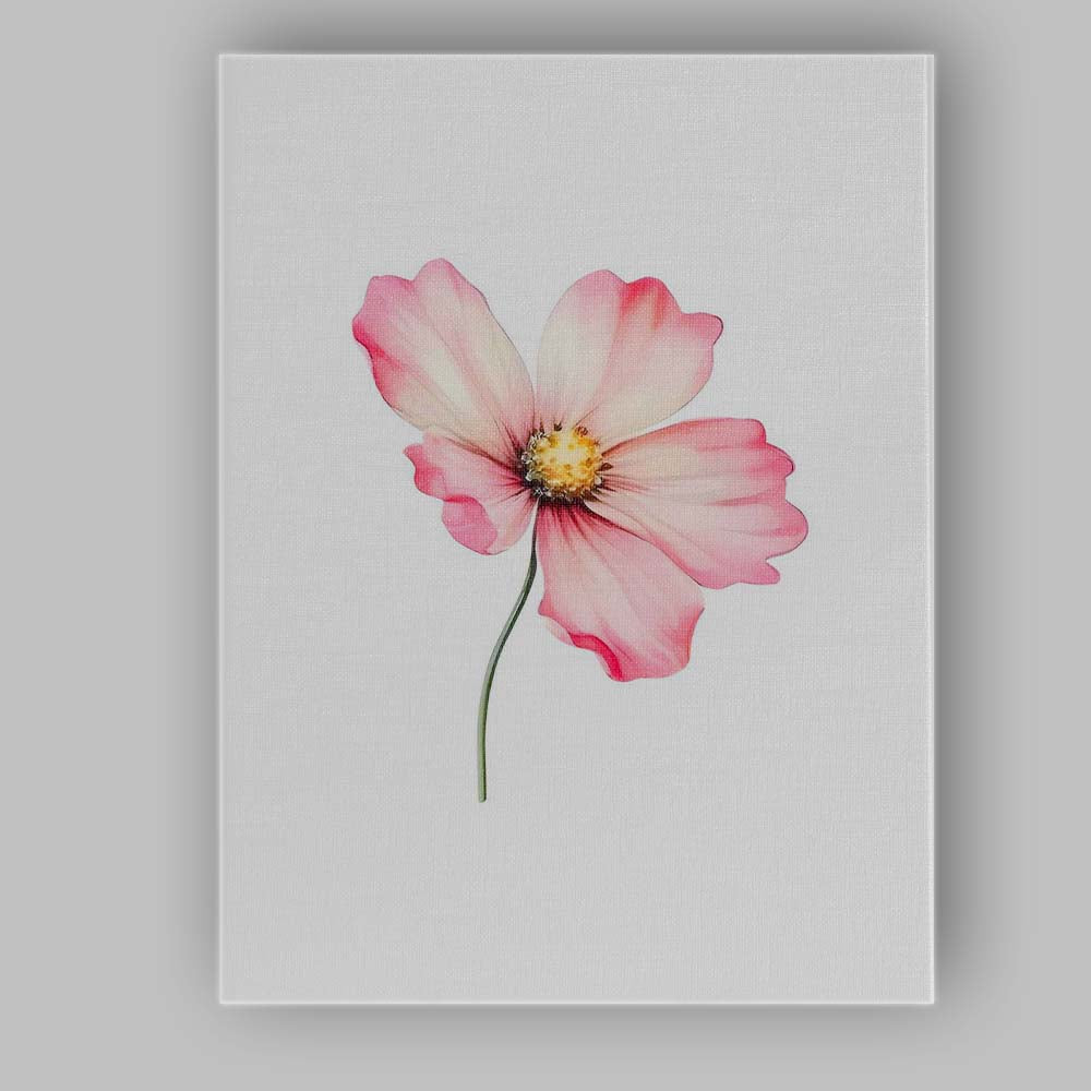 Pink Cosmos Blossom Botanical Watercolour Canvas Wall Art Print Decor Picture Ready to Hang