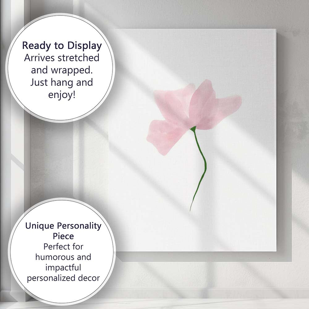 Soft Blush Pink Minimalist Watercolour Blossom Canvas Wall Art Print Decor Picture Ready to Hang