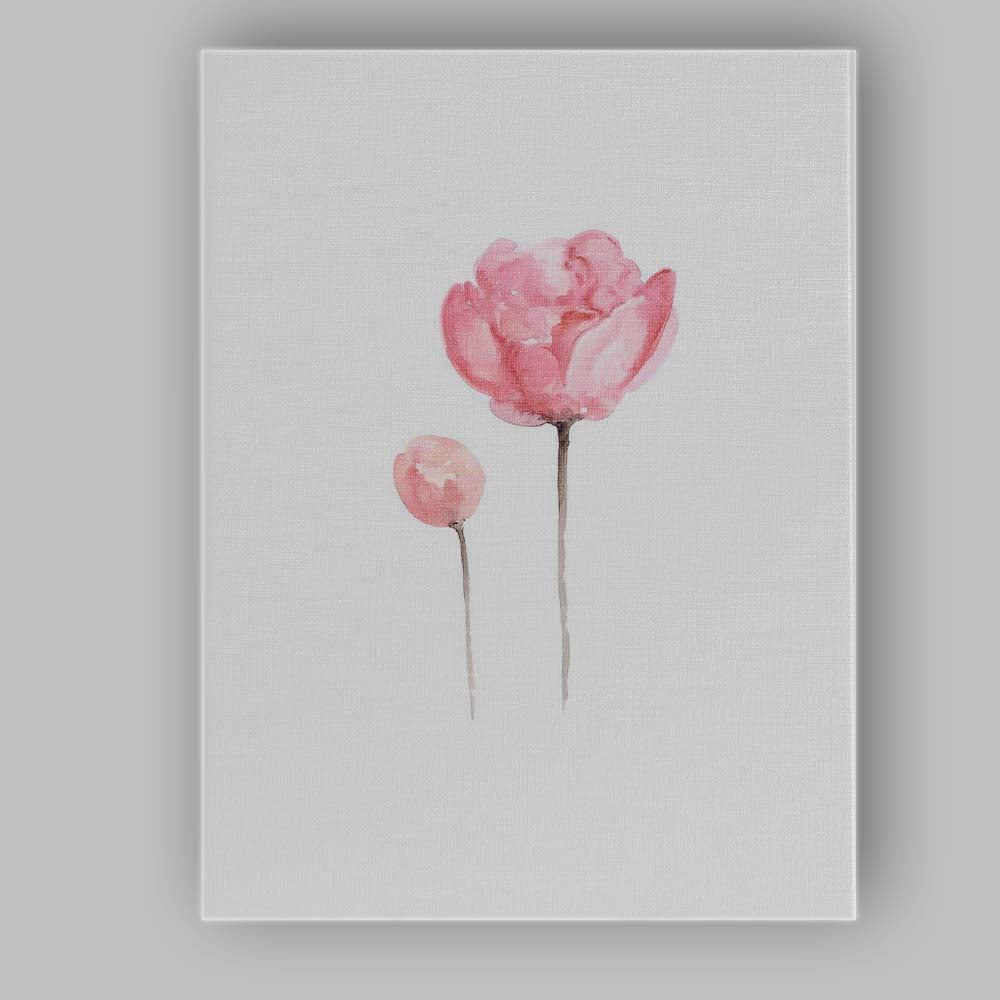 Soft Pink Peony Bud Watercolour Floral Canvas Wall Art Print Decor Picture Ready to Hang