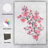 Pink Cherry Blossom Branch Watercolour Floral Canvas Wall Art Print Decor Picture Ready to Hang